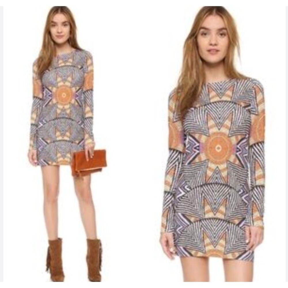 Mara Hoffman Orange and Blue Geometric Mini Dress